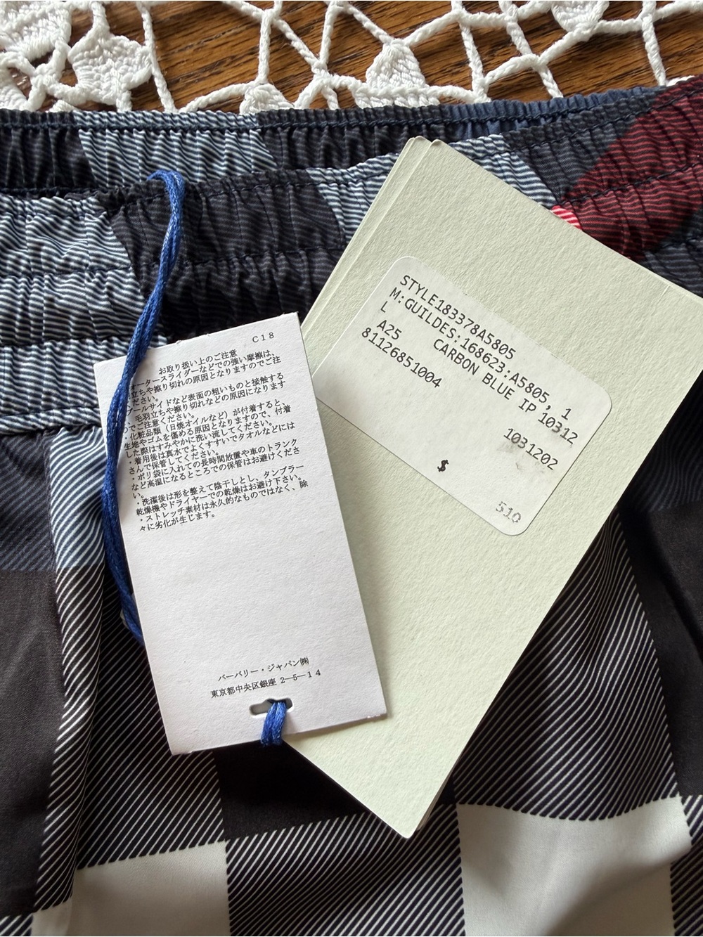 Burberry Carbon Blue and Black Check Men’s Swim Trunks